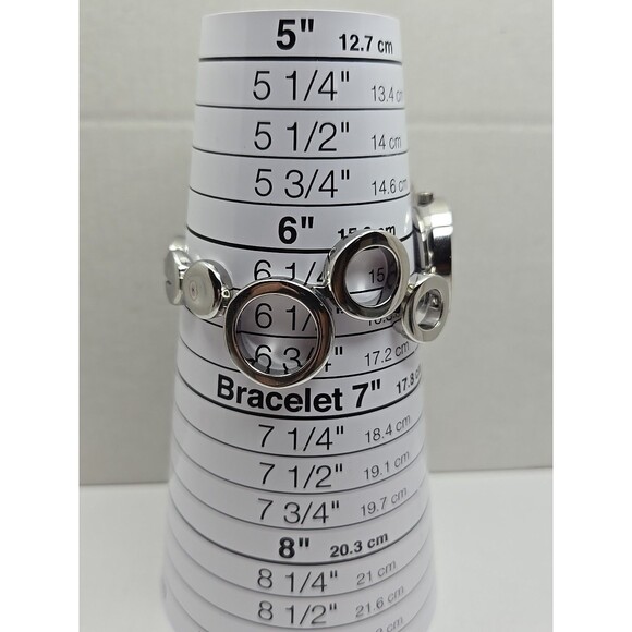 Fossil F2 ES1622 Womens Silver Circle Link Black Dial Watch Quartz New Battery